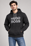 Men’s Charcoal Black Printed Pullover Hoodie