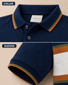 Navy Horizon Striped Polo T-Shirt for Men
