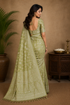 Olive Green Woven Saree with Elegant Zari Floral Motifs & Rich Pallu