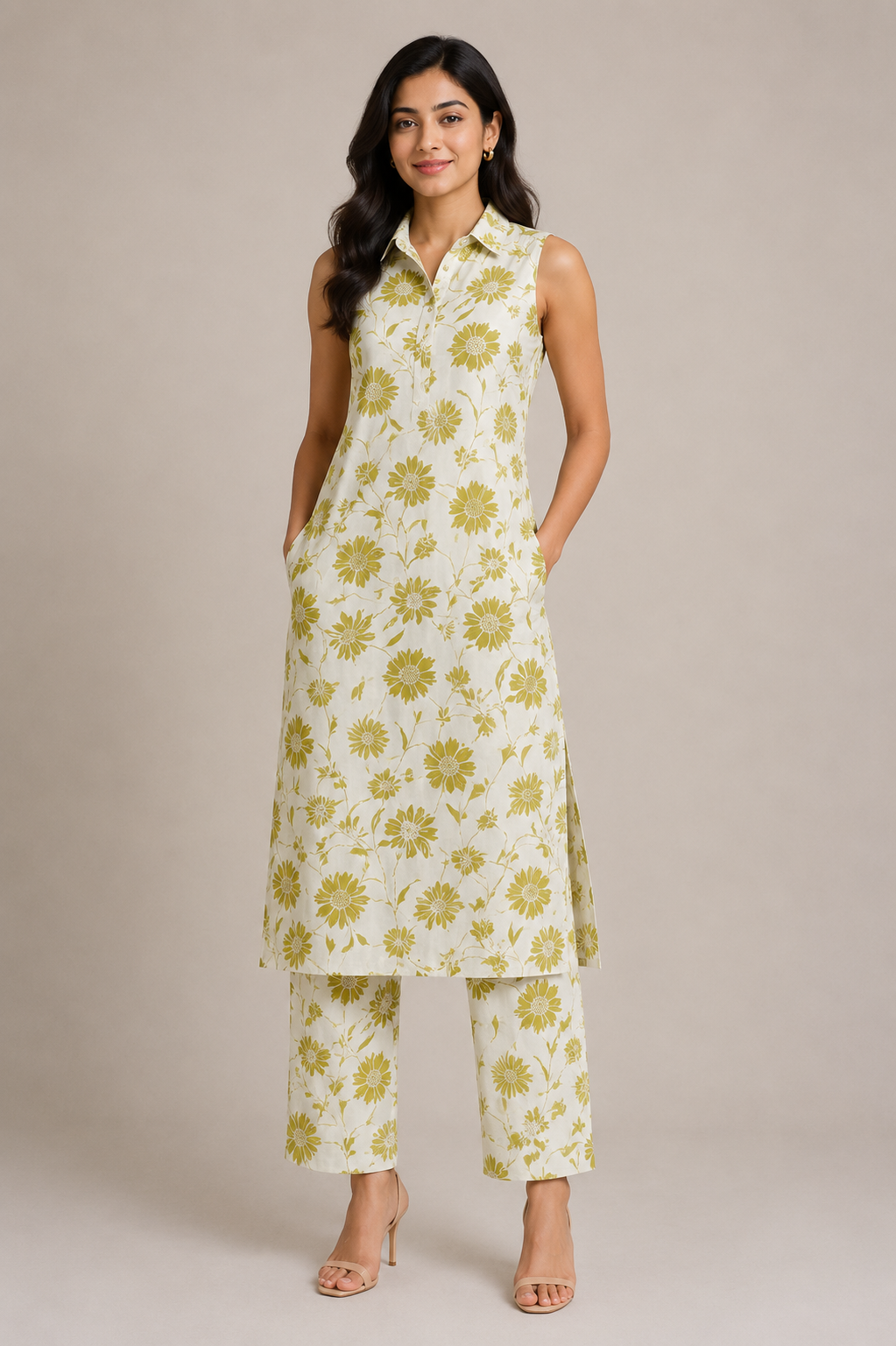 Women’s Floral  Collar Kurti & Pant Co-ord Set Collection