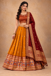 Elegant Mustard Yellow & Maroon Traditional Lehenga Choli Set