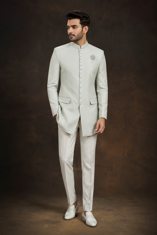 Ivory Embellished Jodhpuri Bandhgala Suit