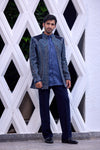 Royal Blue Embroidered Indo-Western Jacket Set