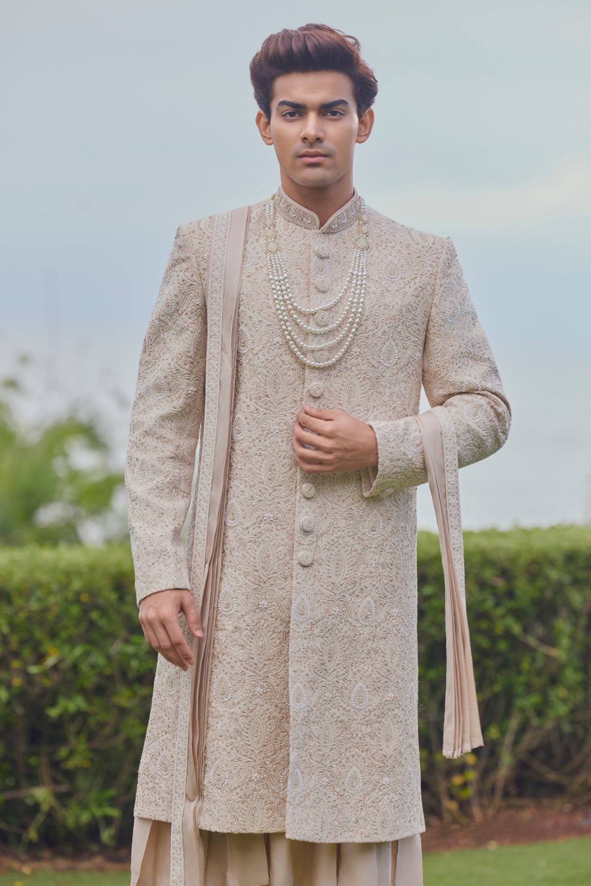 Royal Ivory Embroidered Groom Sherwani