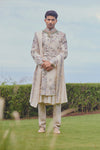 Ivory Floral Embroidered Groom Sherwani Set