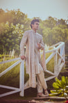 Champagne Beige Embroidered Groom Sherwani