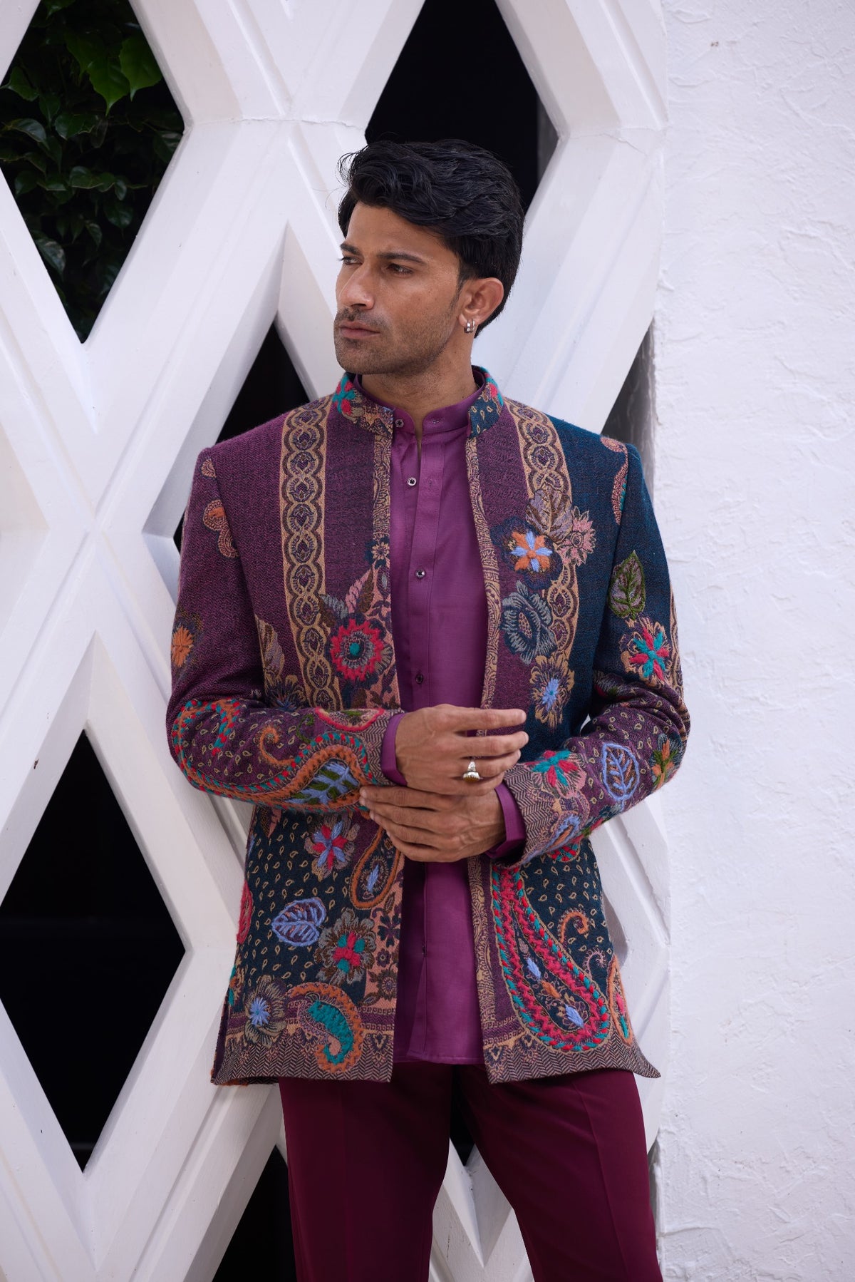 Multicolor Floral Embroidered Indo-Western Jacket