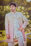 Ivory & Blush Pink Embroidered Groom Jacket Set