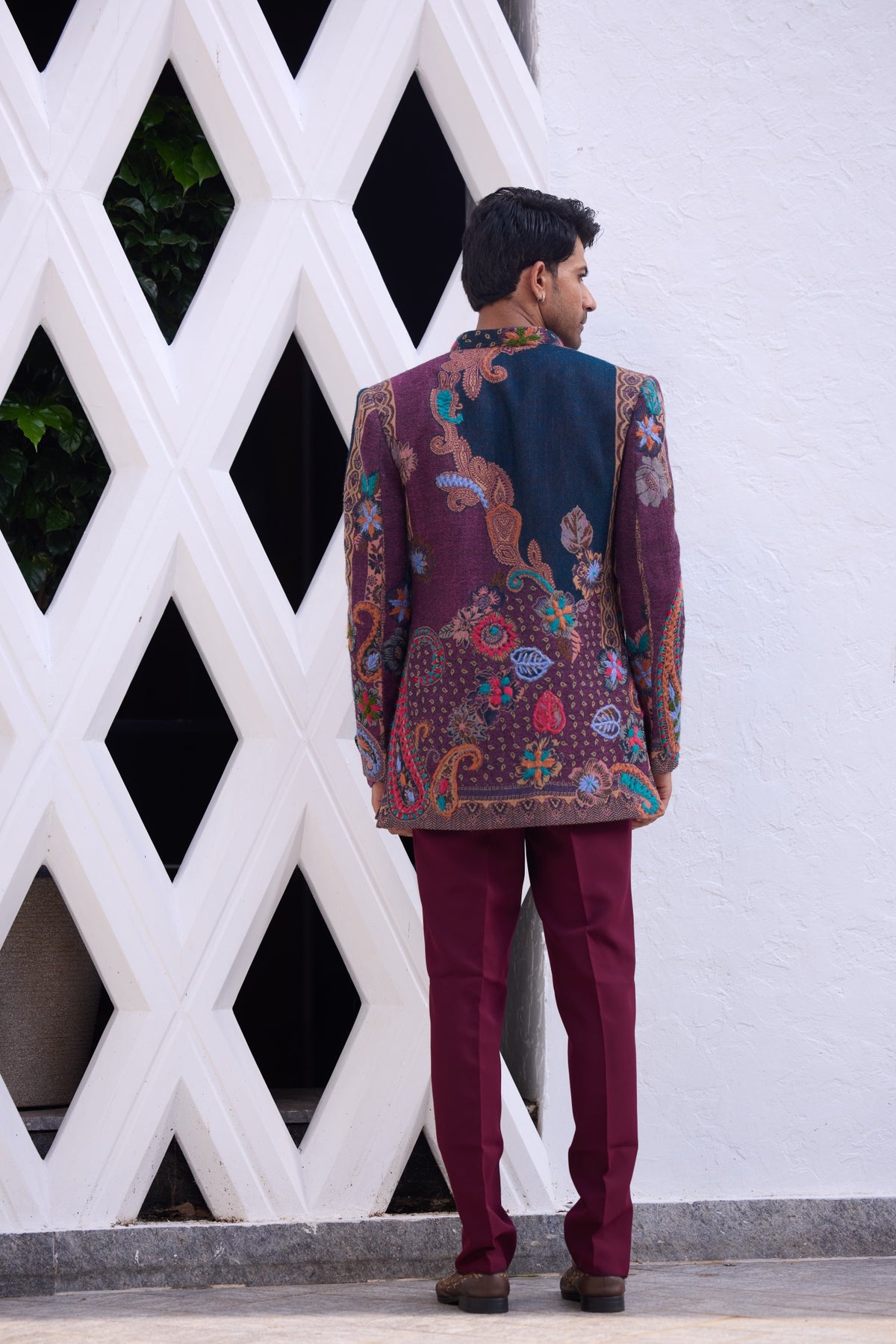 Multicolor Floral Embroidered Indo-Western Jacket