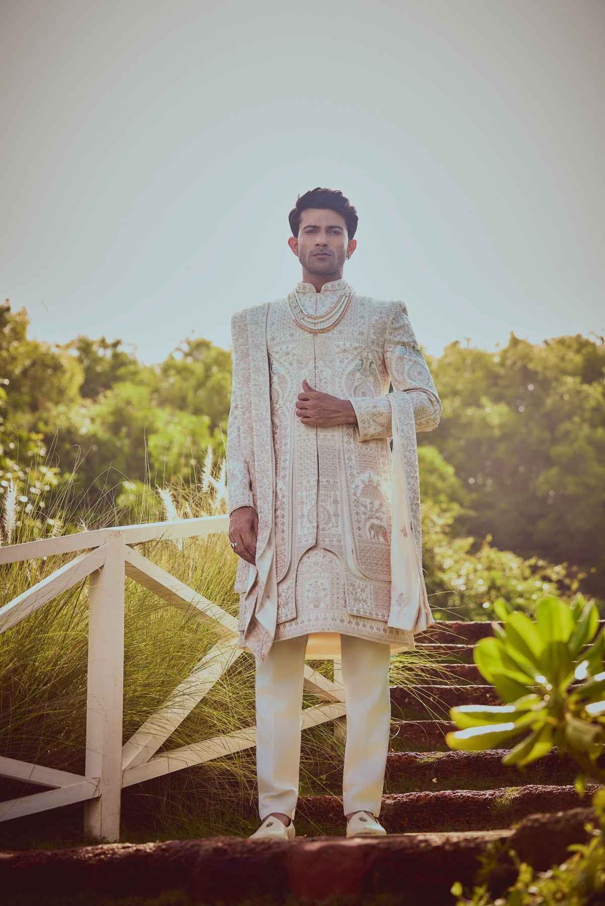 Ivory Heritage Embroidered Groom Sherwani