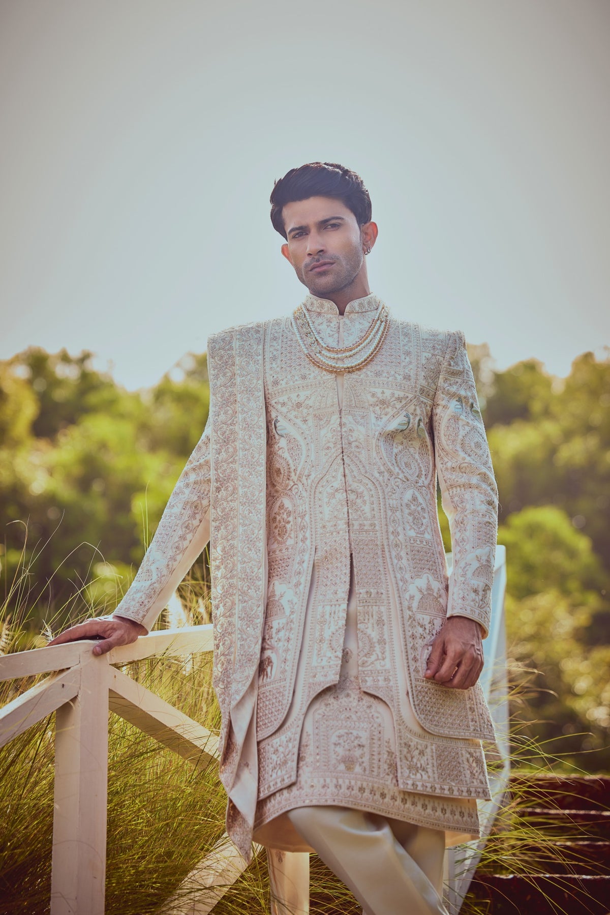 Ivory Heritage Embroidered Groom Sherwani