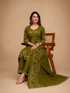 Women Rust Brown Kurta Pant Dupatta Set
