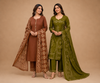 Women Rust Brown Kurta Pant Dupatta Set