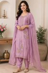 Lavender Bloom Embroidered Salwar Suit Set