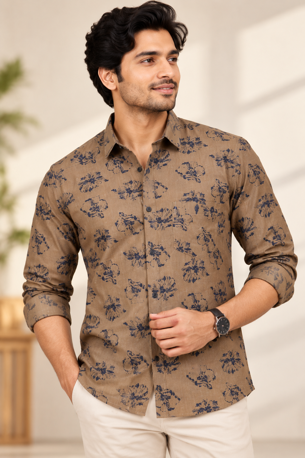 Men’s  Floral Print Casual Shirt