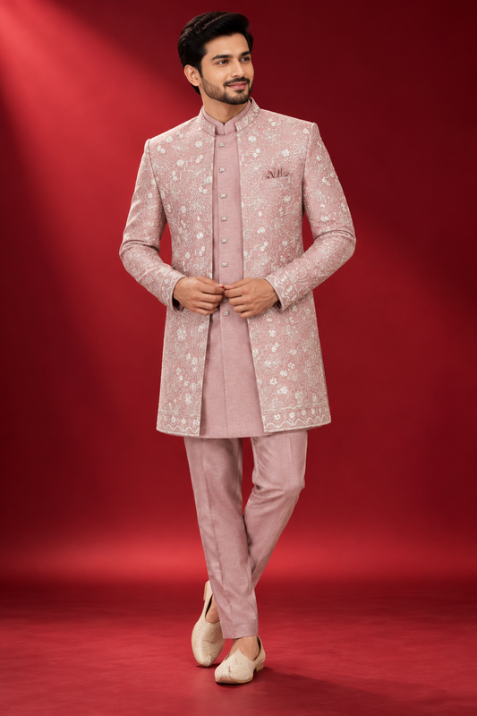 Blush Pink Embroidered Indo-Western Set