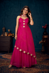 Fuchsia Pink Embellished Designer Anarkali Gown with Palazzo