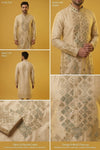 Men’s Beige Embroidered Festive Kurta