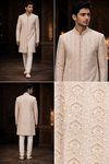 Champagne Embroidered Indo-Western Sherwani Set