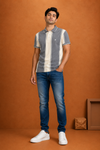 Men's  Vertical Stripe Polo T-Shirt