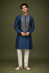 Navy Blue Embroidered Festive Kurta Set