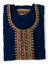 Royal Midnight Blue Embroidered Anarkali Suit Set with Maroon Dupatta