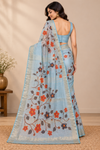 Pastel Blue Floral Elegance Saree