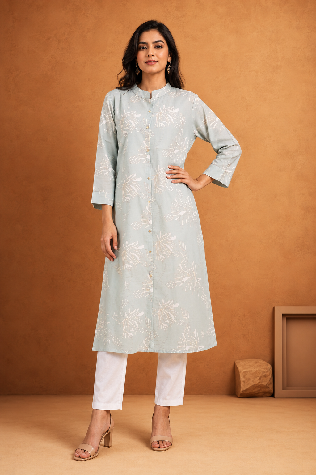 Blush Pink Botanical Print Kurti