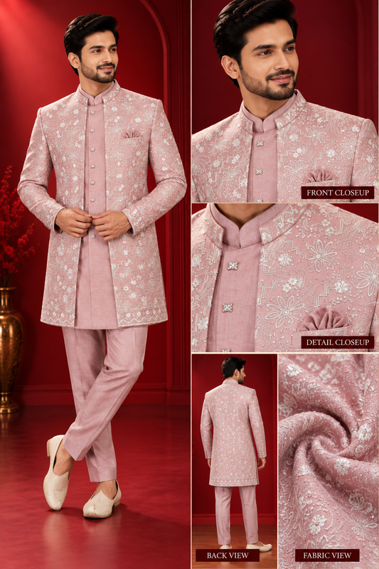 Blush Pink Embroidered Indo-Western Set
