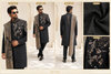 Black Embroidered Designer Sherwani Set with Stole