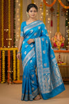 Sky Blue Banarasi Saree – Festive Grace