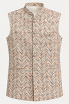 Beige Chevron Printed Modi Jacket