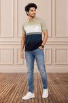 Men's Olive & Navy Striped Polo T-Shirt – Premium Casual Wear
