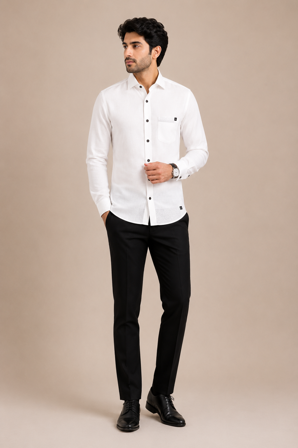 Men's Linen Blend Formal Shirt