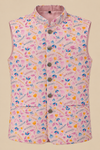 Pink Floral Printed Nehru Jacket for Men
