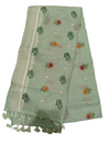 Elegant Mint Green Floral Embroidered Saree