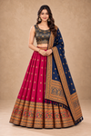 Elegant Rani Pink & Navy Blue Designer Lehenga Choli with Golden Embroidery