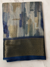 Sky Blue Abstract Print Designer Saree with Elegant Zari Border