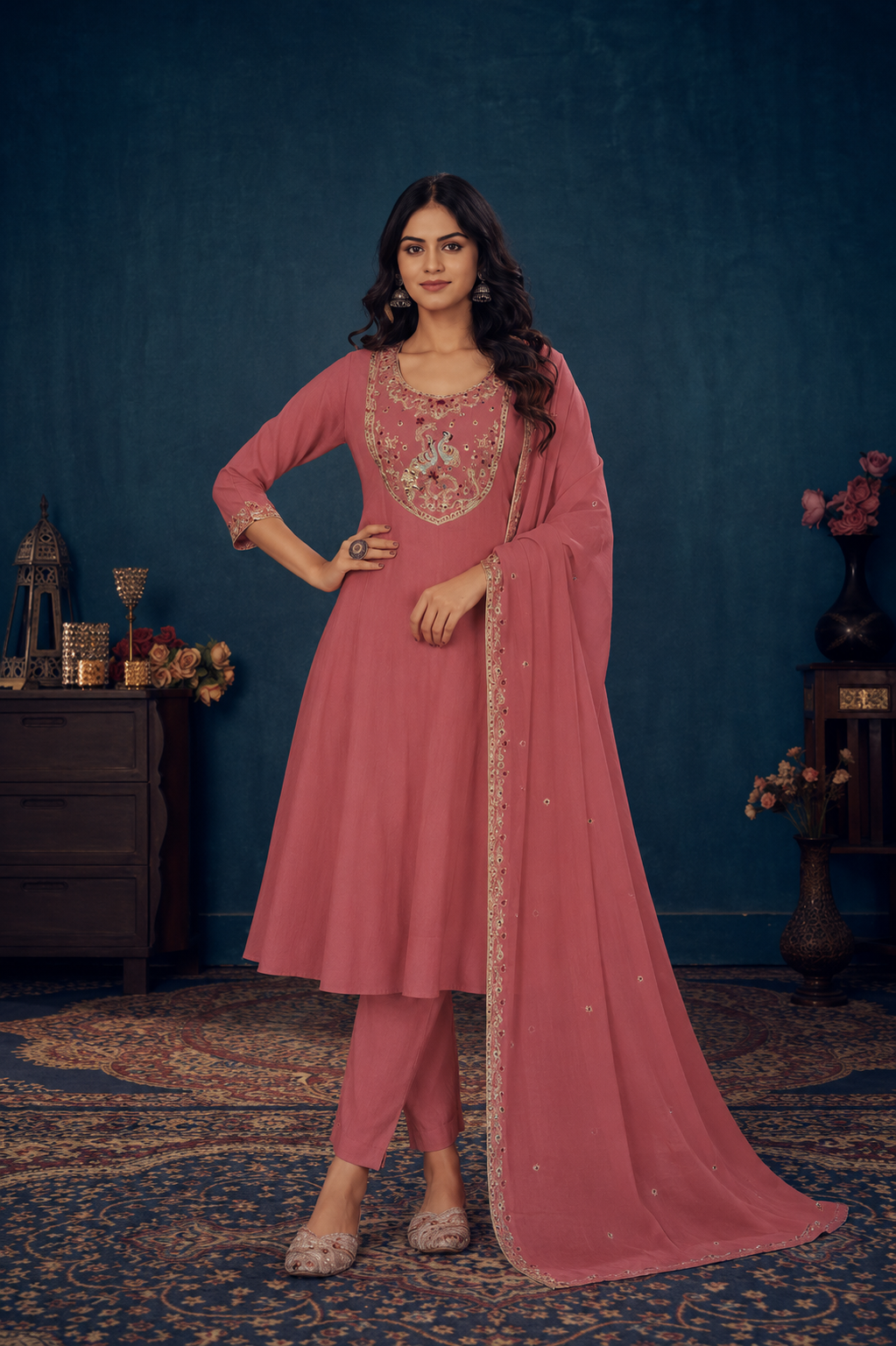 Embroidered Kurta Pant & Dupatta Set