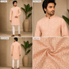 Peach Elegance Textured Kurta for Men