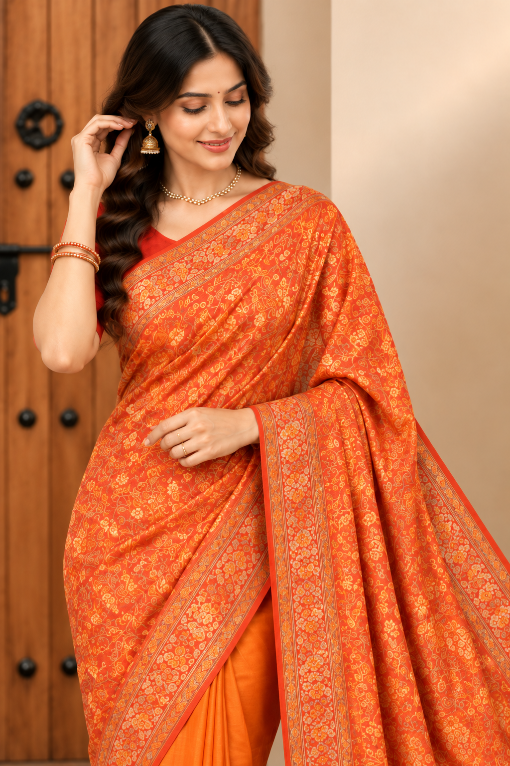 Radiant Orange Woven Saree