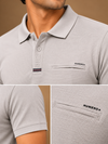 Men's Light Grey Textured Polo T-Shirt