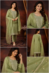 Sage Green Embroidered Festive Kurta Set