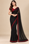 Black Sequin Saree with Red Lace Border