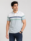 Men’s Ice Blue Striped Polo T-Shirt