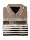 Men's Beige & Coffee Brown Striped Polo T-Shirt