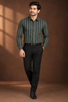 Bottle Green Printed Formal Shirt for Men