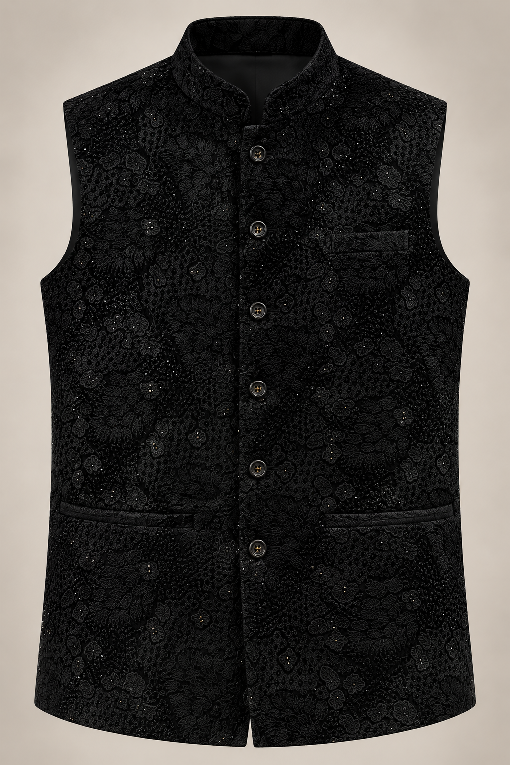 Black Floral Embroidered Modi Jacket
