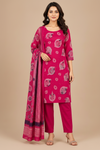 Women  Floral Printed Straight Kurta Pant Dupatta Set