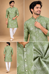 Sage Green Floral Printed Men’s Kurta